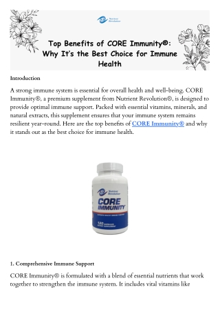 Why CORE Immunity® is the Best for Immune Support