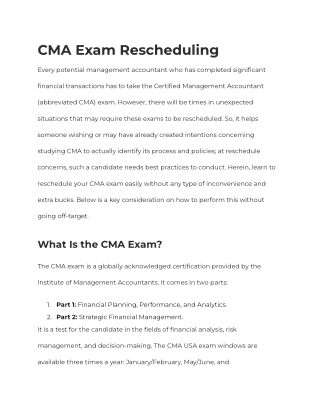 CMA Exam Rescheduling