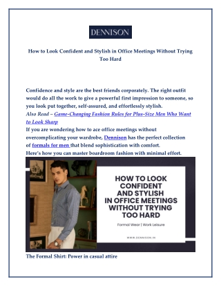 How to Look Confident and Stylish in Office Meetings Without Trying Too Hard