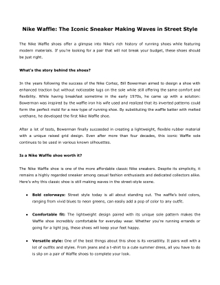 Nike Waffle- The Iconic Sneaker Making Waves in Street Style