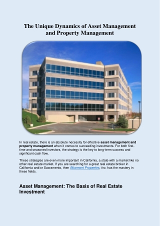 The Unique Dynamics of Asset Management and Property Management