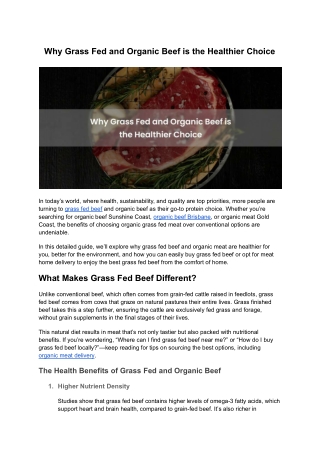 Why Grass Fed and Organic Beef is the Healthier Choice