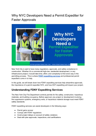 Why NYC Developers Need a Permit Expediter for Faster Approvals
