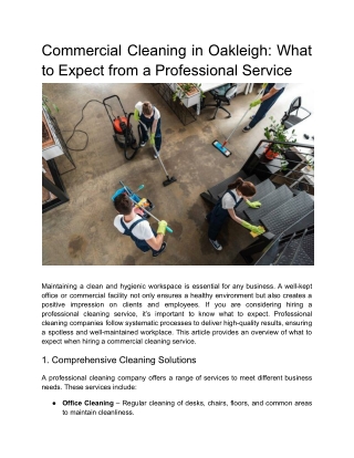 Commercial Cleaning in Oakleigh_ What to Expect from a Professional Service