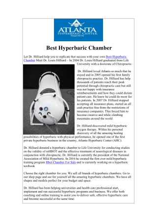 Best Hyperbaric Chamber Best Hyperbaric Chamber