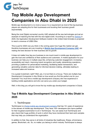 Top Mobile App Development Companies in Abu Dhabi in 2025