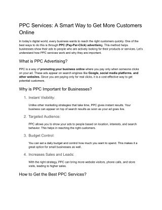Quick & Reliable PPC Services