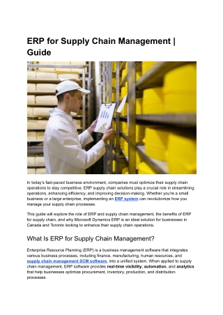 ERP for Supply Chain Management | Guide