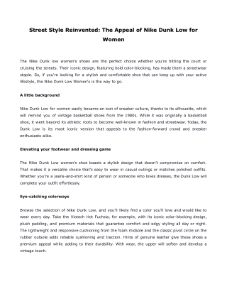 Street Style Reinvented- The Appeal of Nike Dunk Low for Women