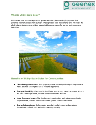 What is Utility-Scale Solar - GEENEX