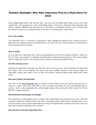 Sneaker Spotlight- Why Nike Vapormax Plus Is a Must-Have for 2024