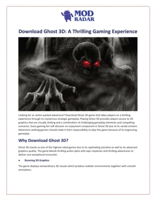 Download Ghost 3D: A Thrilling Gaming Experience