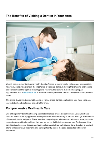 The Benefits of Visiting a Dentist in Your Area