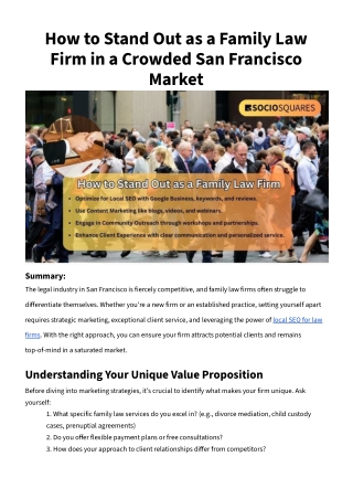 How to Stand Out as a Family Law Firm in a Crowded San Francisco Market
