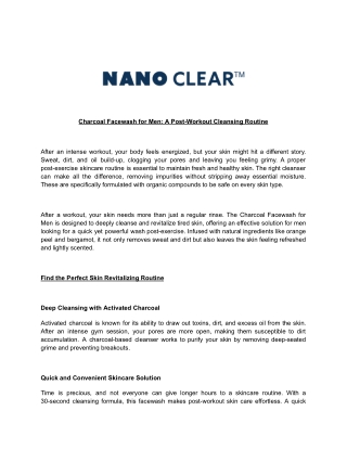 Charcoal Facewash for Men_ A Post-Workout Cleansing Routine