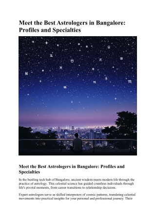 Meet the Best Astrologers in Bangalore: Profiles and Specialities