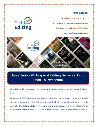 Dissertation Writing And Editing Services From Draft To Perfection