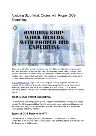 Avoiding Stop-Work Orders with Proper DOB Expediting