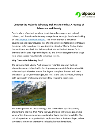 Conquer the Majestic Salkantay Trek Machu Picchu- A Journey of Adventure and Beauty