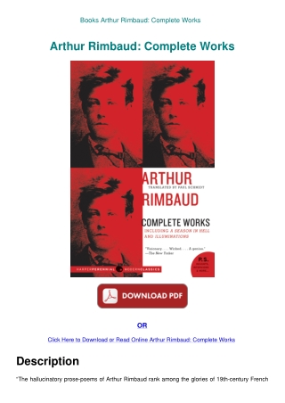 Books  Arthur Rimbaud Complete Works