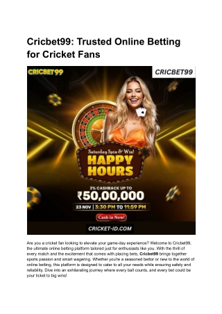 Cricbet99_ Trusted Online Betting for Cricket Fans