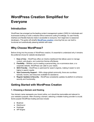 WordPress Creation Simplified for Everyone