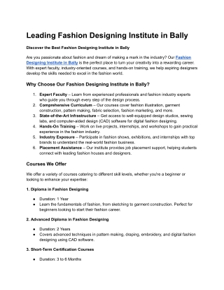 Best Fashion Designing Institute in Panihati – INIFT