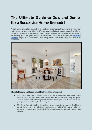 The Ultimate Guide to Do’s and Don’ts for a Successful Home Remodel