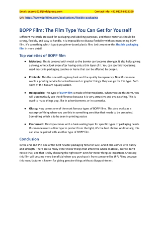 BOPP Film: The Film Type You Can Get for Yourself