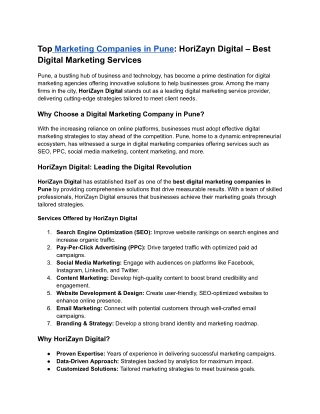 Top Marketing Companies in Pune_ HoriZayn Digital – Best Digital Marketing Services