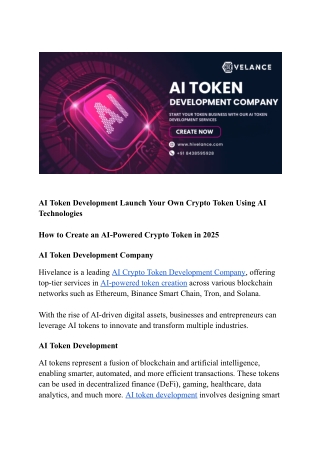 Best AI Crypto Token Development Services  Build on Ethereum, BSC & More