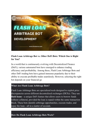 Flash Loan Arbitrage Bot vs. DeFi Bots Key Differences & Profit Potential