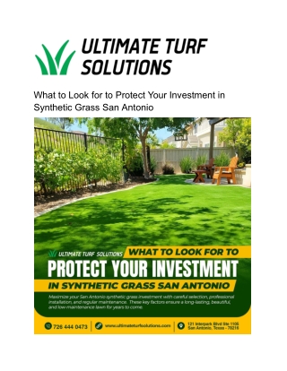What to Look for to Protect Your Investment in Synthetic Grass San Antonio