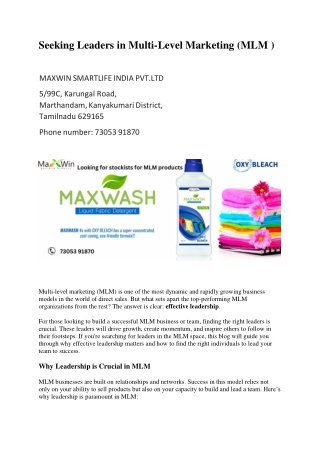 Seeking Leaders in Mlm