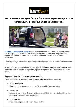 Accessible Journeys Navigating Transportation Options for People With Disabilities