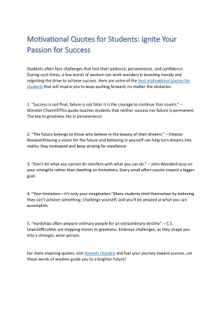 Motivational Quotes for Students | Avinash Chandra