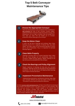 Know About the 5 Belt Conveyor Maintenance Tips