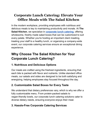 Corporate Lunch Catering_ Elevate Your Office Meals with The Salad Kitchen