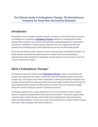 Endospheres Therapy: Remove Cellulite & Achieve Smoother Skin – No Surgery, No D