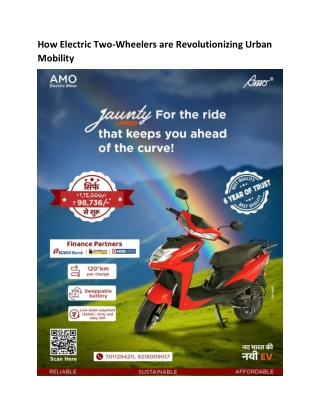 How Electric Two-Wheelers are Revolutionizing Urban Mobility