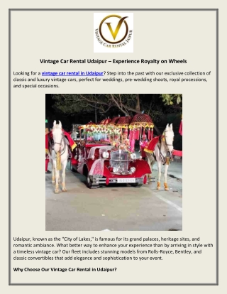 Vintage Car Rental Udaipur