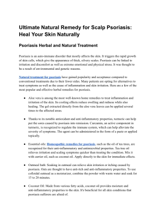 Ultimate Natural Remedy for Scalp Psoriasis Heal Your Skin Naturally