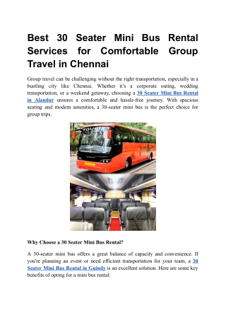 30 Seater Mini Bus Rental