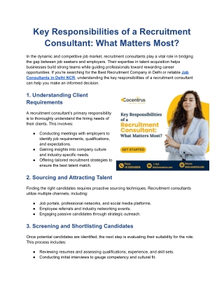 Key Responsibilities of a Recruitment Consultant: What Matters Most