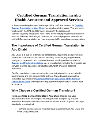 Certified German Translation in Abu Dhabi