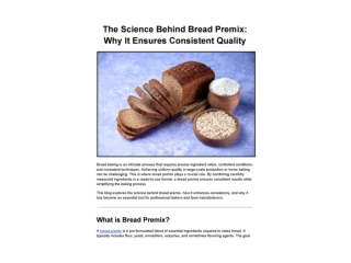 The Science Behind Bread Premix: Why It Ensures Consistent Quality