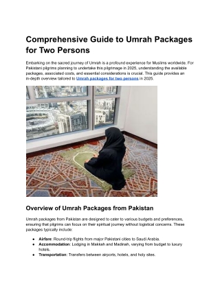 Comprehensive Guide to Umrah Packages for Two Persons