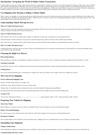 “Car Shipping After Buying or Selling a Vehicle Online”