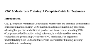 CNC & Mastercam Training_ A Complete Guide for Beginners