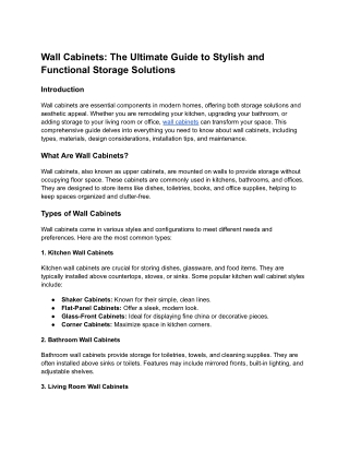 Wall Cabinets- The Ultimate Guide to Stylish and Functional Storage Solutions